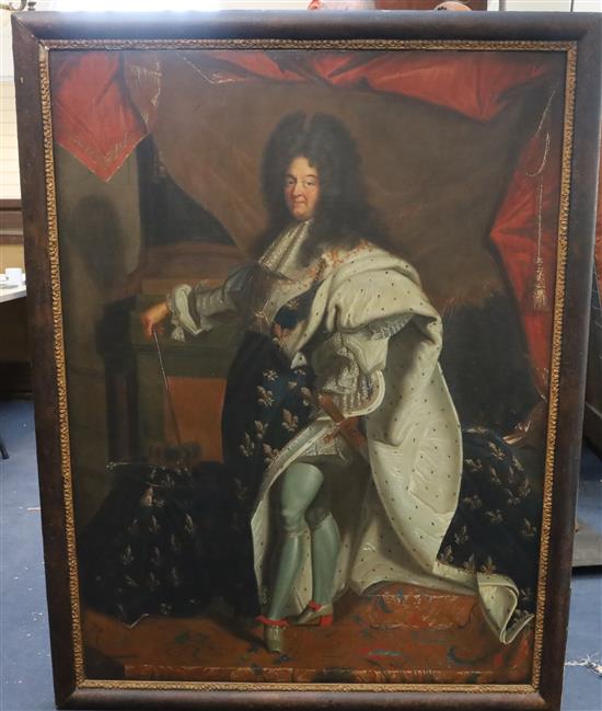 After Hyacinthe Rigaud (1649-1753) Portrait of Louis XIV (The Grand Monarch) 51 x 38.5in.